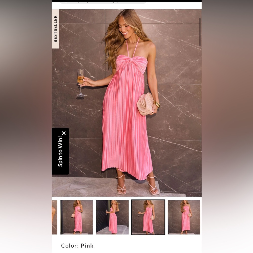 Vici Pink Satin Halter Maxi Dress